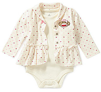 Baby Starters 3-9 Months Printed Jacket, Bodysuit & Solid Footed Pant Set