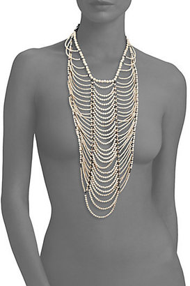 Brunello Cucinelli River Stone, Silver & Leather Breastplate Necklace