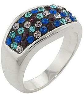 JCPenney FASHION CARDED RINGS Silver-Plated Multicolor Crystal Wave Ring