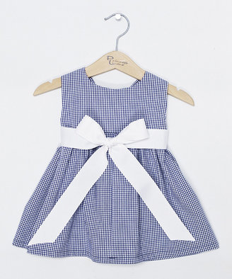 Princess Linens Navy Gingham Personalized Sash Jumper - Infant, Toddler & Girls
