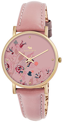Radley RY2278 Floral Dial Leather Strap Watch, Pink