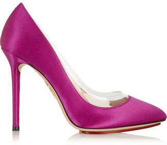 Charlotte Olympia Party PVC-trimmed satin pumps