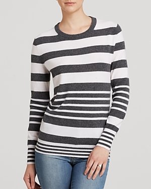 Aqua Cashmere Sweater - Variegated Stripes