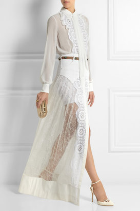 Alessandra Rich Chiffon and lace bodysuit and maxi skirt set
