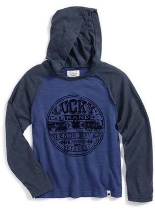 Lucky Brand 'Logo' Raglan Sleeve Hooded Shirt (Toddler Boys & Little Boys)