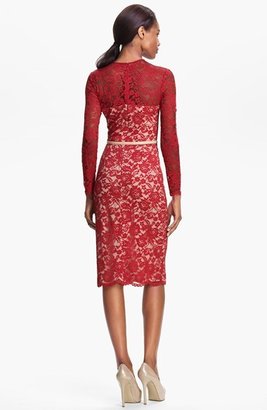 Maggy London Embroidered Lace Overlay Midi Dress (Regular & Petite)
