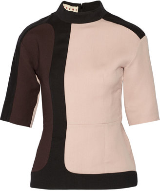 Marni Color-block silk and wool-blend top