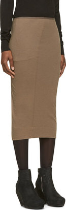 Rick Owens Lilies Tan Jersey Pencil Skirt