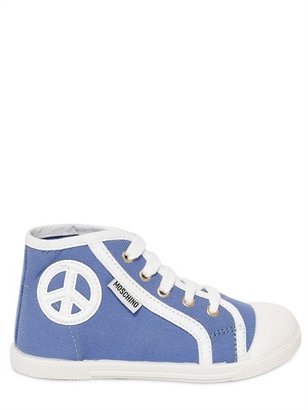 Moschino Canvas Peace High Top Sneakers