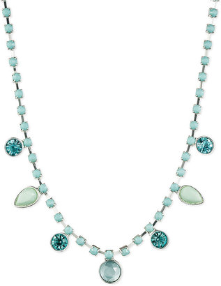 Nine West Silver-Tone Blue Stone Frontal Necklace