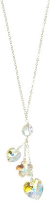 Swarovski Lita Heart, Flower and Round Bead Necklace with Sterling Silver Chain 18\"