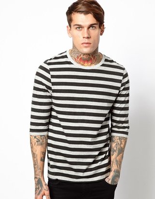 ASOS Stripe 3/4 Sleeve T-Shirt