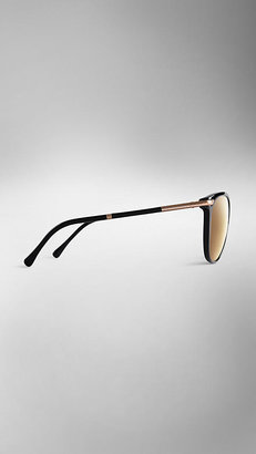 Burberry Round Frame Metal Detail Sunglasses