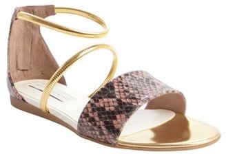 Stella McCartney rose and gold faux leather embossed detail flat sandals