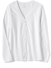 Lands' End Women's Plus Size Long Sleeve V-neck Cardigan-White
