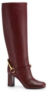 Gucci Tessa Leather Horsebit Knee-High Boots