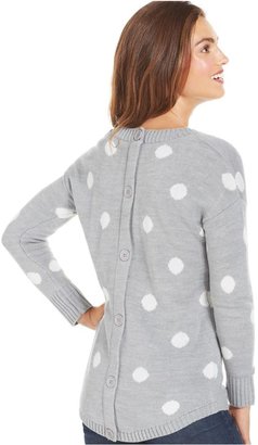 Amy Byer Polka Dot Button-Back Sweater