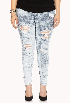 Forever 21 FOREVER 21+ Bold Cloud wash Skinny Jeans