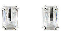 Lauren Ralph Lauren Silvertone/Crystal Faceted Rectangle Stone Clip Earrings