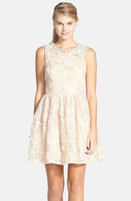 Way-In Embellished Lace Fit & Flare Dress (Juniors)