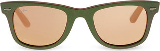 Ray-Ban Green Wayfarer Sunglasses With Mirrored Lenses RB2140