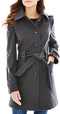 Liz Claiborne Belted Wool-Blend Coat - Talls