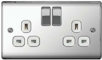 Equipment British General Electrical Raised 2g Switched Socket (13 Amp) - Polished Chrome