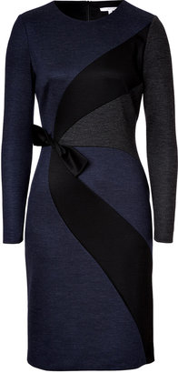 Paule Ka Wool Dress with Bow in Black/Grey/Blue Gr. 34