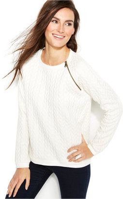 Vince Camuto Embossed Zip-Detail Sweater
