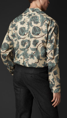 Burberry Leaf Print Silk Cotton Artist Shirt