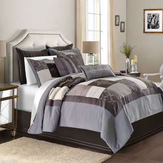 Bed Bath & Beyond Rochelle Patchwork Faux Silk with Embellished Velvet Comforter Set