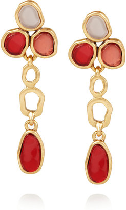 Oscar de la Renta Gold-tone cabochon clip earrings