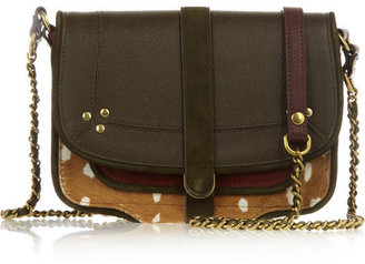 Jerome Dreyfuss Jojo textured-leather, suede and calf hair shoulder bag