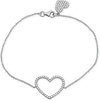 Crislu Pure Platinum Over Sterling Silver Cubic Zirconia (2/5 ct. t.w.) Heart Charm Bracelet