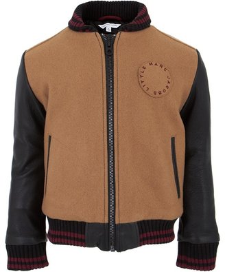 Little Marc Jacobs Tan Wool Bomber with Leather Sleeves