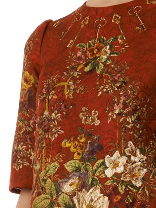 Dolce & Gabbana Floral and key-print brocade dress