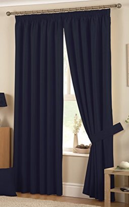 Hudson One pair of Pencil Pleat (3" header) Curtains in Navy, Size: 66x54" (168 x 137 cm) width x drop