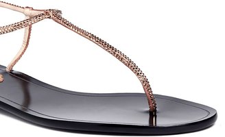 Rene Caovilla Crystal T-strap flat sandals
