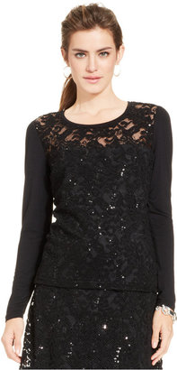 ECI Long Sleeve Lace Sequin Top