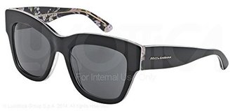 Dolce & Gabbana Women's Almond Flowers Square Sunglasses, Black,Black Peach Flower & Grey, 54 mm