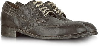 Forzieri Dark Brown Tuffato Leather Wingtip Derby Shoes