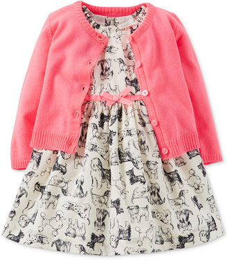 Carter's Baby Girls' 2-Piece Dog Print Dress & Cardigan Set