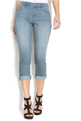 INC International Concepts Cropped Skinny Cuffed Jeans, Grey-Blue Wash