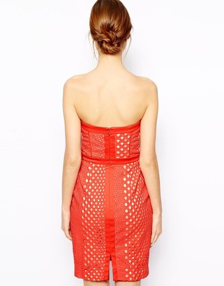 Warehouse Strapless Broidery Dress
