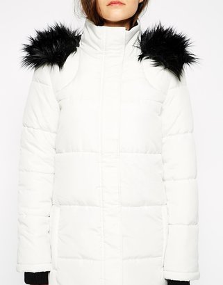 B.young Coat With Faux Fur Hood