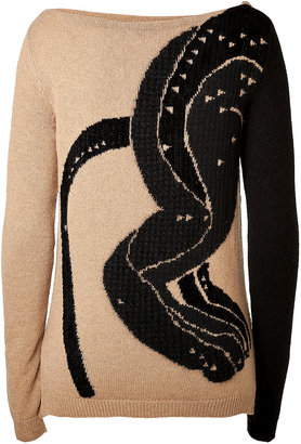Vionnet Camel Hair-Mohair Intarsia Knit Pullover