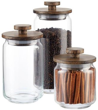 Container Store 22 oz. Artisan Glass Canister Walnut Lid