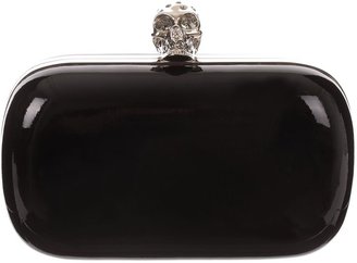 Alexander McQueen Black Patent Skull Box Clutch