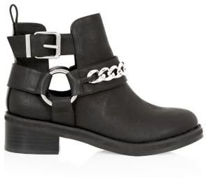 New Look Black Cut Out Chunky Chain Trim Ankle Boots