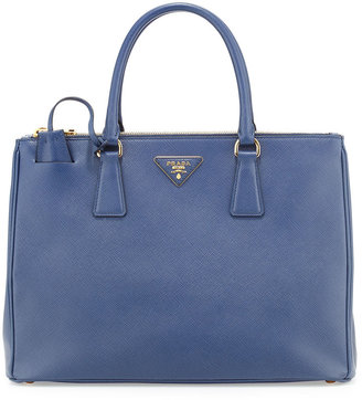 Prada Medium Saffiano Double-Zip Executive Tote Bag, Blue (Astrale)